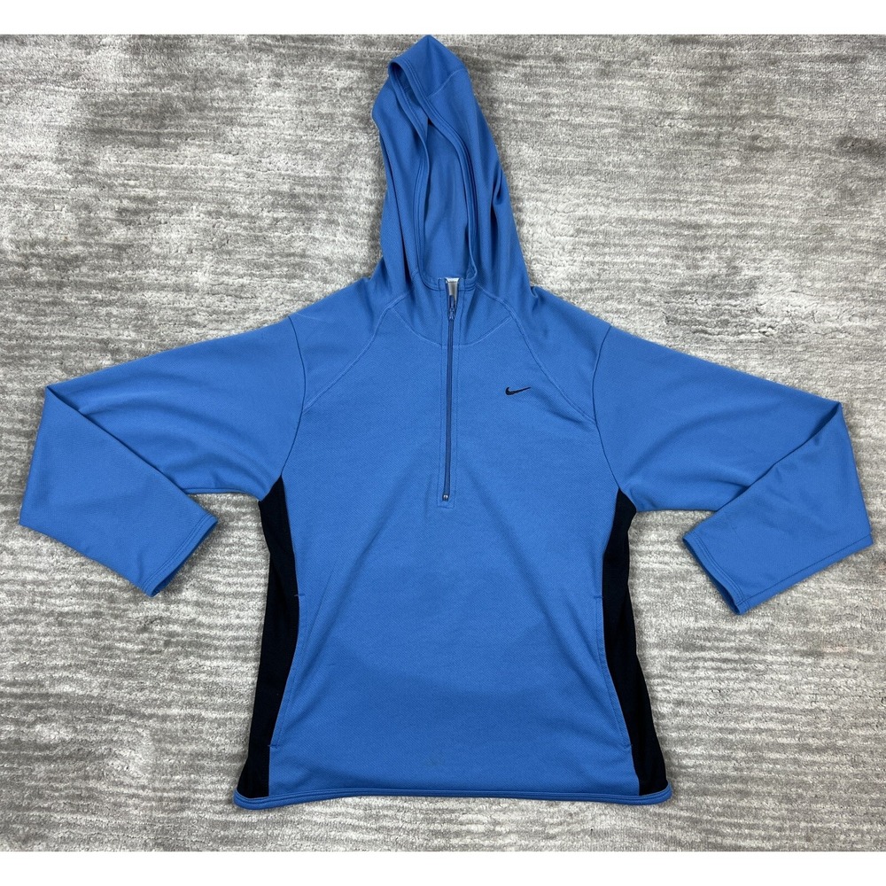 Nike Hoodie Women XS Blue Half Zip Pullover Athletic Long Sleeve Side Stripe - Picture 1 of 12